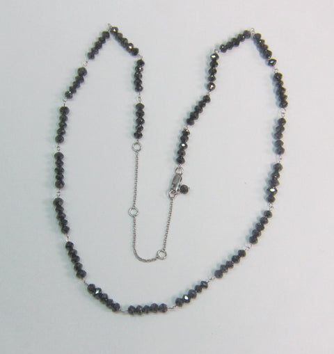 14k White Gold Black Diamond Station Necklace