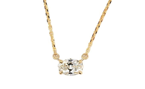 Oval diamond stationary solitaire necklace 165-00410