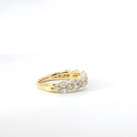 14KT Yellow Gold Marquise and Round Diamond Band