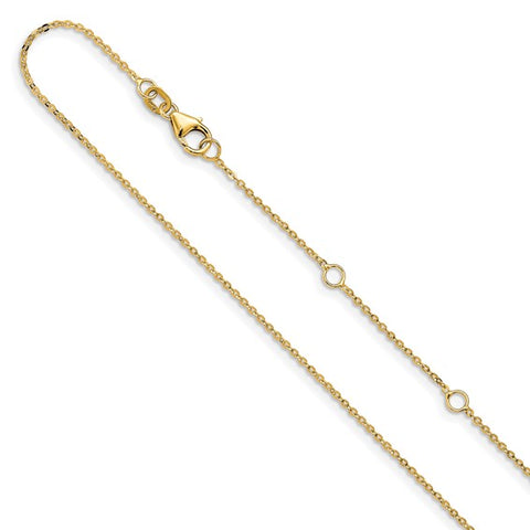 14KT Gold Adjustable Cable Pendant Chain 1380-18+2