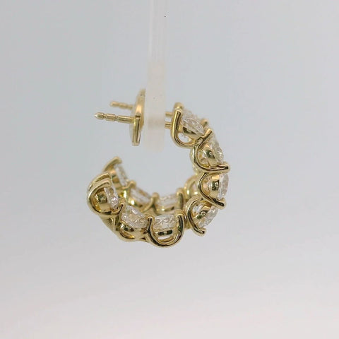 14K Yellow Gold Diamond Hoop Earrings