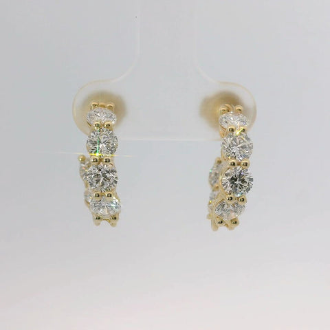 14K Yellow Gold Diamond Hoop Earrings