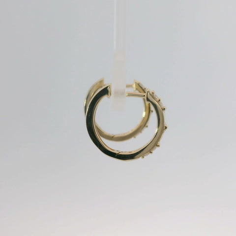 14K Yellow Gold Round and Baguette Diamond Hoop Earrings