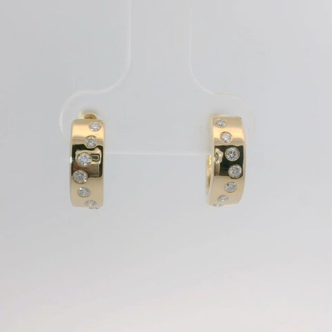 14K Yellow Gold Diamond Hoop Earrings