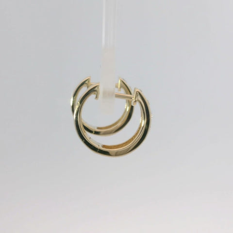 14K Yellow Gold Diamond Hoop Earrings