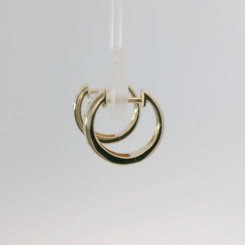 14K Yellow Gold Diamond Hoop Earrings