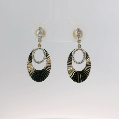 14K Yellow Gold Diamond Dangle Earrings