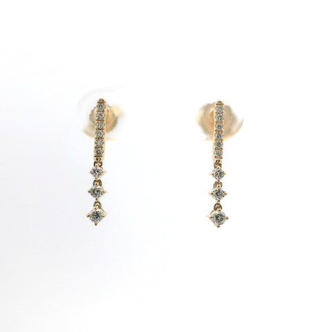 YELLOW GOLD AND NATURAL DIAMOND STICK DANGLE EARRINGS 150-07062