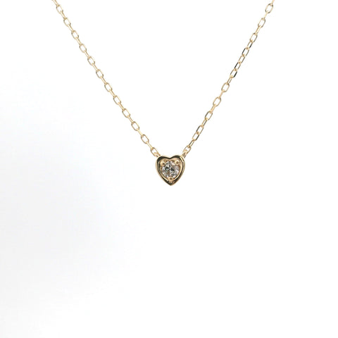 YELLOW GOLD AND NATURAL DIAMOND HEART BEZEL PENDANT 160-04362