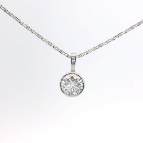 WHITE GOLD ROUND DIAMOND BEZEL SET PENDANT 160-04365