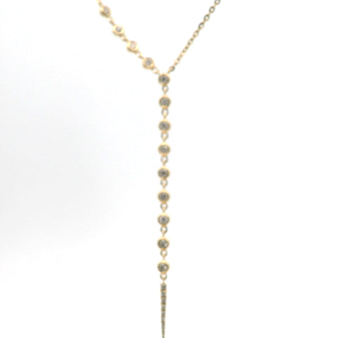 YELLOW GOLD DIAMOND BEZEL LARIAT NECKLACE 165-00429