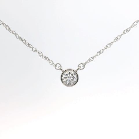 WHITE GOLD ROUND DIAMOND BEZEL SET NECKLACE 165-00434