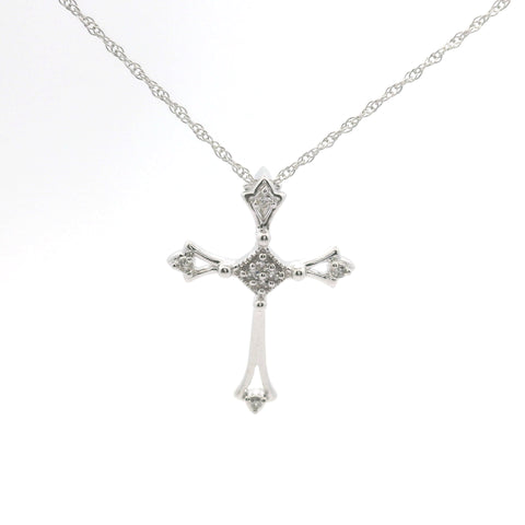 WHITE GOLD DIAMOND BUDDED CROSS 165-00441