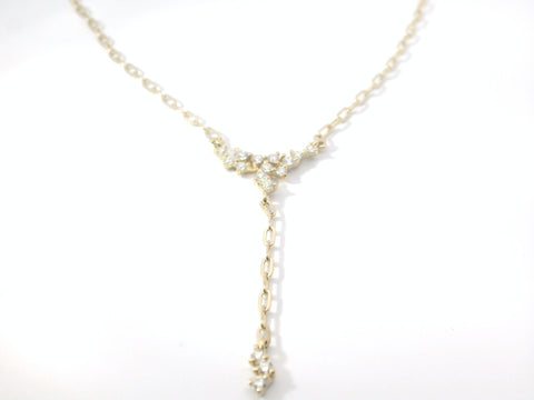 Yellow Gold Diamond Lariat Style Paperclip Necklace 165-00445