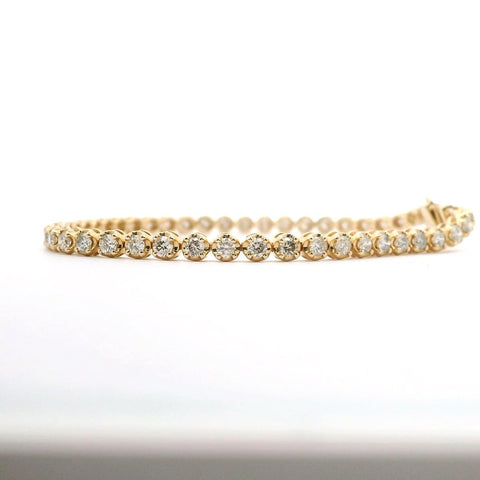 14K Yellow Gold Natural Diamond Tennis Bracelet