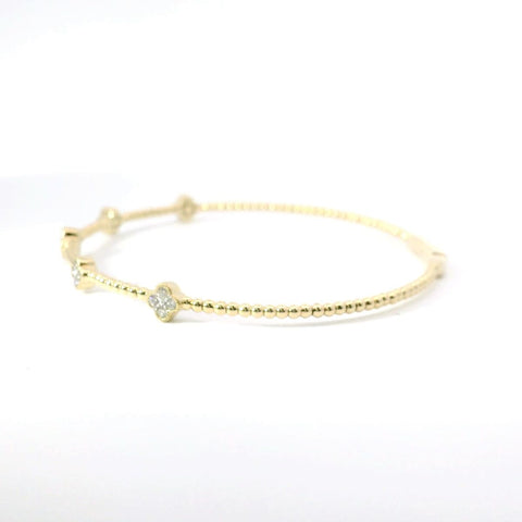 14K Yellow Gold and Diamond Flexible Bangle Bracelet