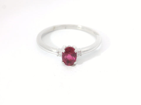Pink Tourmaline and Diamond Three Stone Ring 200-04208
