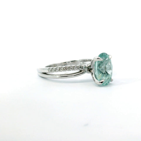 14KT WHITE GOLD AQUAMARINE TWIST RING 200-04222