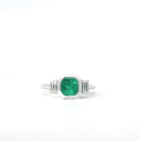 Square Emerald and Diamond Ring 201-00365