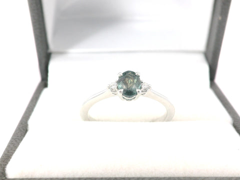 Natural Alexandrite and Diamond Three Stone Ring 201-00370