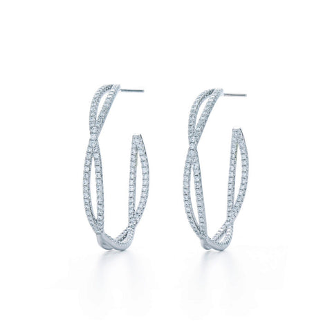 KWIAT 18KT Fidelity Pave Diamond Hoop Earrings E-2049-0-DIA-18KY
