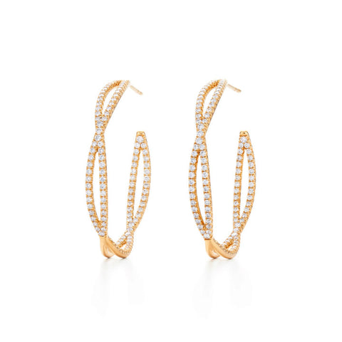 KWIAT 18KT Fidelity Pave Diamond Hoop Earrings E-2049-0-DIA-18KY
