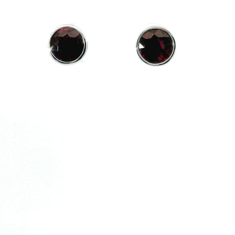 14KT WHITE GOLD RUBELITE TOURMALINE STUD EARRINGS 210-03236