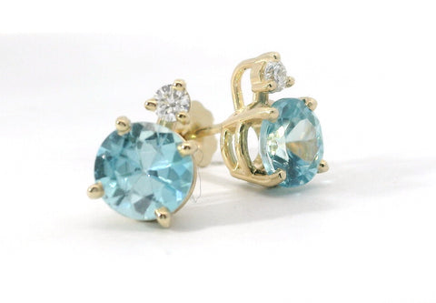 Blue Zircon Diamond Accented Stud Earrings 210-03240