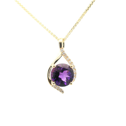 YELLOW GOLD AMETHYST AND DIAMOND PENDANT 230-02375