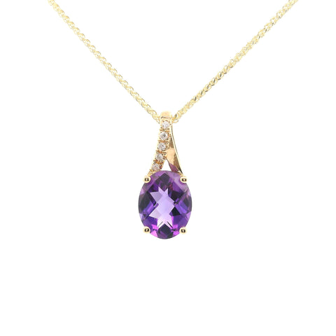 YELLOW GOLD AMETHYST AND DIAMOND PENDANT 230-02376
