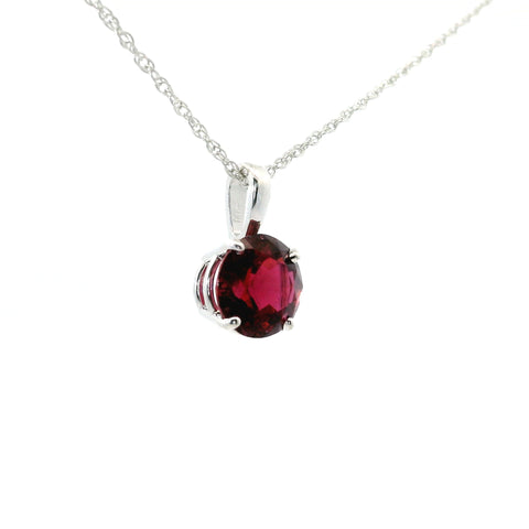 14KT WHITE GOLD RUBELITE TOURMALINE PENDANT 230-02414
