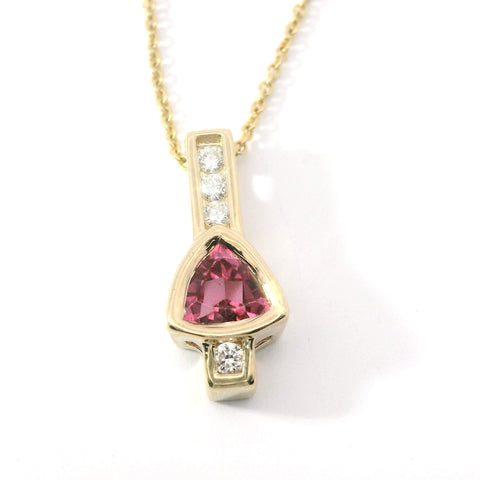 Pink Tourmaline Diamond Accented Drop Pendant 230-02415