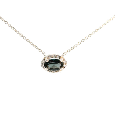 14KT WHITE GOLD LAB GROWN ALEXANDRITE HALO PENDANT 230-02418