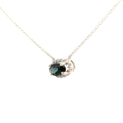 14KT WHITE GOLD LAB GROWN ALEXANDRITE HALO PENDANT 230-02418