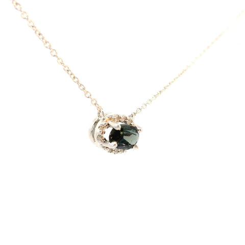 14KT WHITE GOLD LAB GROWN ALEXANDRITE HALO PENDANT 230-02418