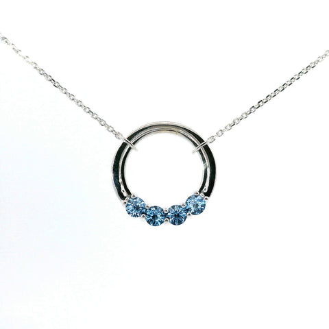 14KT WHITE GOLD AQUAMARINE CIRCLE NECKLACE 230-02419