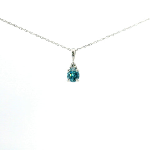 14KT WHITE GOLD BLUE ZIRCON PENDANT 230-02420