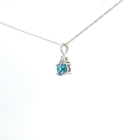14KT WHITE GOLD BLUE ZIRCON PENDANT 230-02420