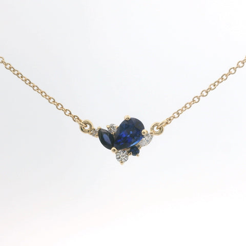 YELLOW GOLD SAPPHIRE AND DIAMOND NECKLACE 231-00246