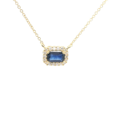 YELLOW GOLD SAPPHIRE & DIAMOND HALO NECKLACE 231-00259