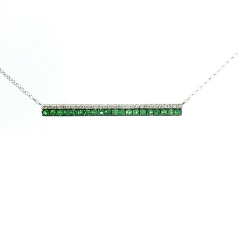 14KT WHITE GOLD TSAVORITE AND DIAMOND NECKLACE 230-002457