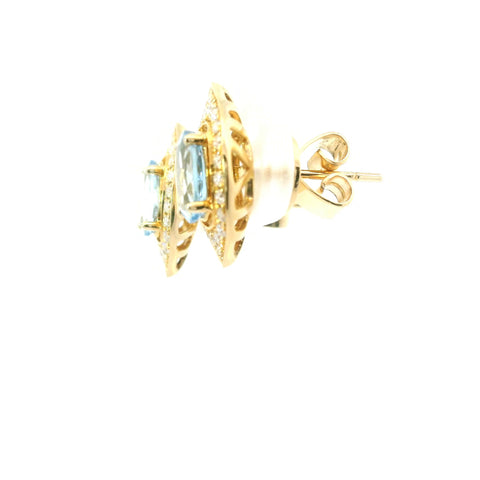 14KT YELLOW GOLD AQUAMARINE EARRINGS 210-03278