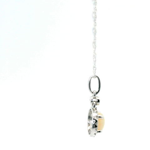 14KT WHITE GOLD OPAL AND DIAMOND HALO NECKLACE 230-02460