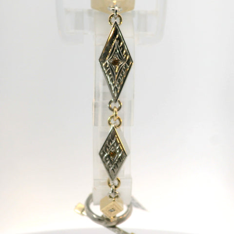 YELLOW GOLD AND PLATINUM REVERSIBLE DIAMOND MOKUME BRACELET WITH TOGGLE CLASP