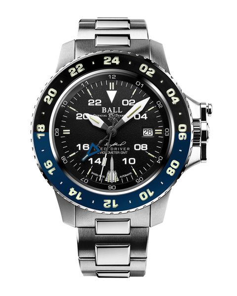 Ball Engineer Hydrocarbon AeroGMT Sled Driver (42 mm) Black/Blue Bezel and Black Dial DG2018C