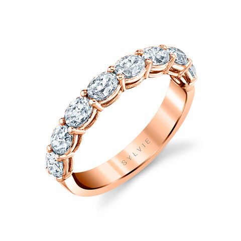 14KT WHITE GOLD OVAL CUT DIAMOND HALF-WAY BAND