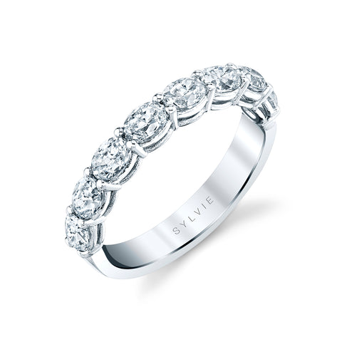 14KT WHITE GOLD OVAL CUT DIAMOND HALF-WAY BAND