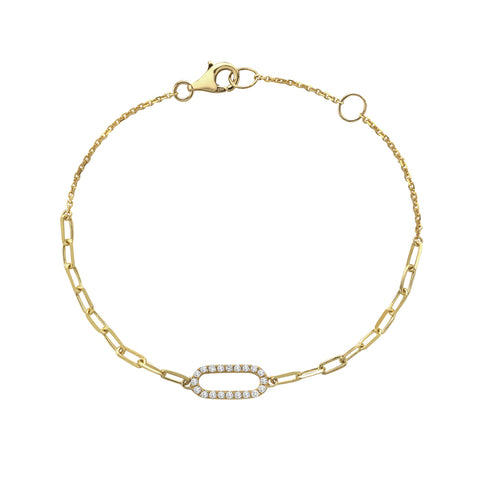 Bassali 14kt Yellow Gold Diamond Paperclip Adjustable Bracelet BR16131D