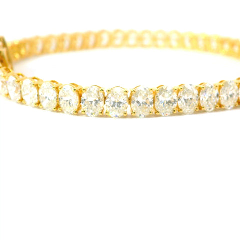18KT YELLOW GOLD OVAL DIAMOND TENNIS BRACELET BRL00353-OV-12.00CT-VJ