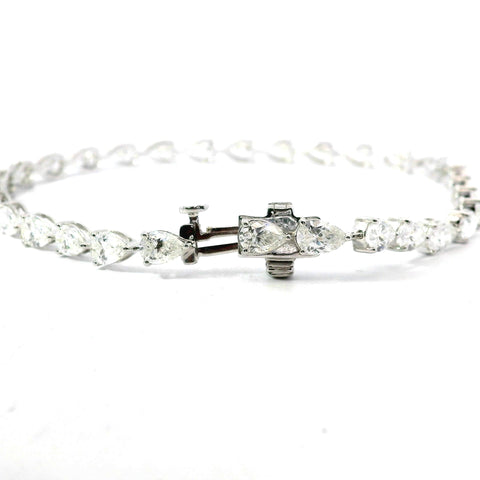 18KT WHITE GOLD PEAR SHAPE DIAMOND LINE BRACELET 170-01105